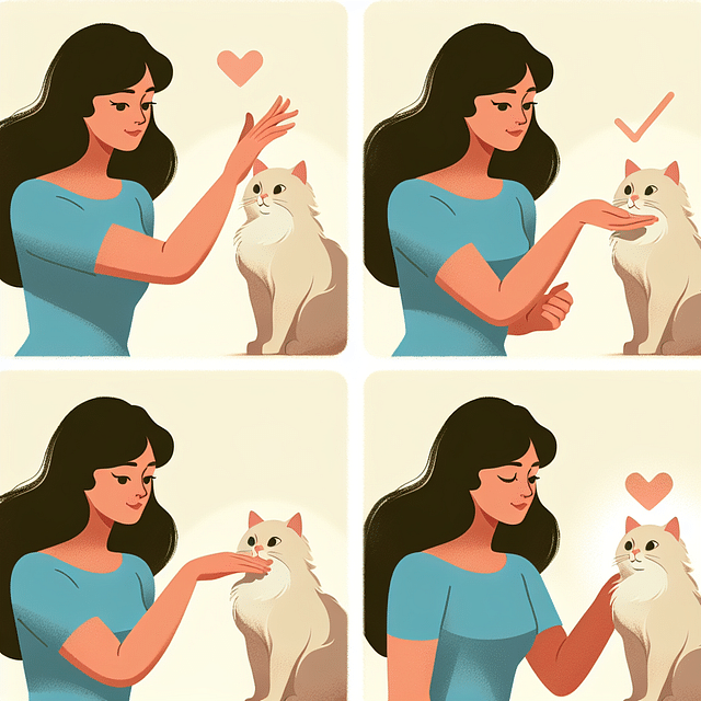 person gently petting a relaxed cat