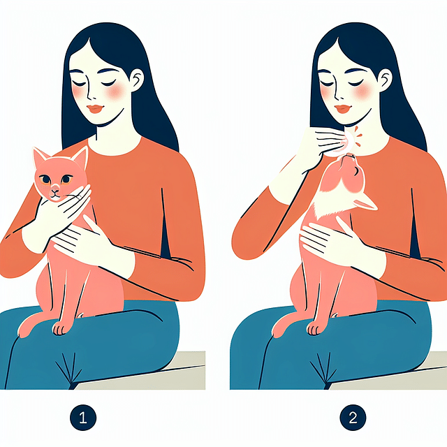 person massaging a cat's throat to help swallow medicine
