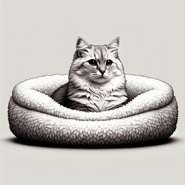 a cat curled up in a plush bed with raised sides
