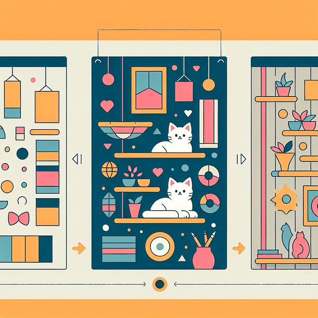 wall-mounted cat shelves with a cat lounging on top