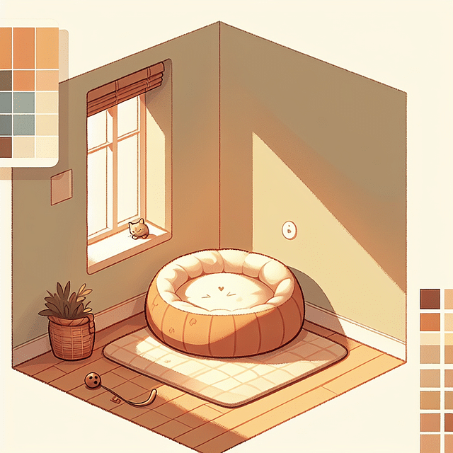 cozy cat bed in a quiet corner