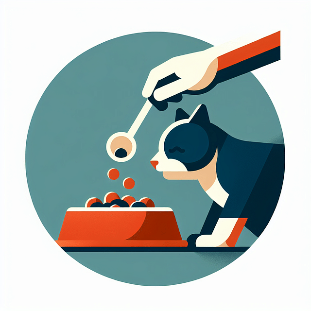 cat eating dinner from a bowl