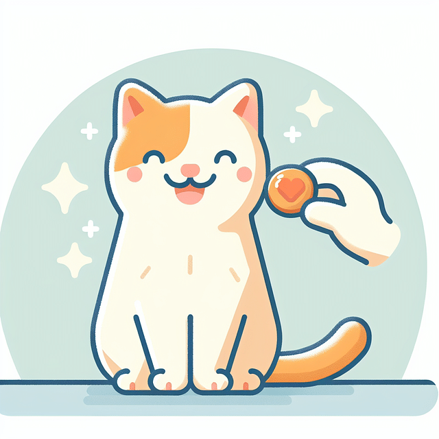 a happy cat receiving a treat after being groomed