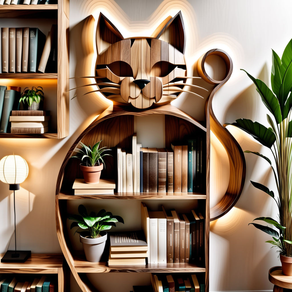 cat climbing bookshelf