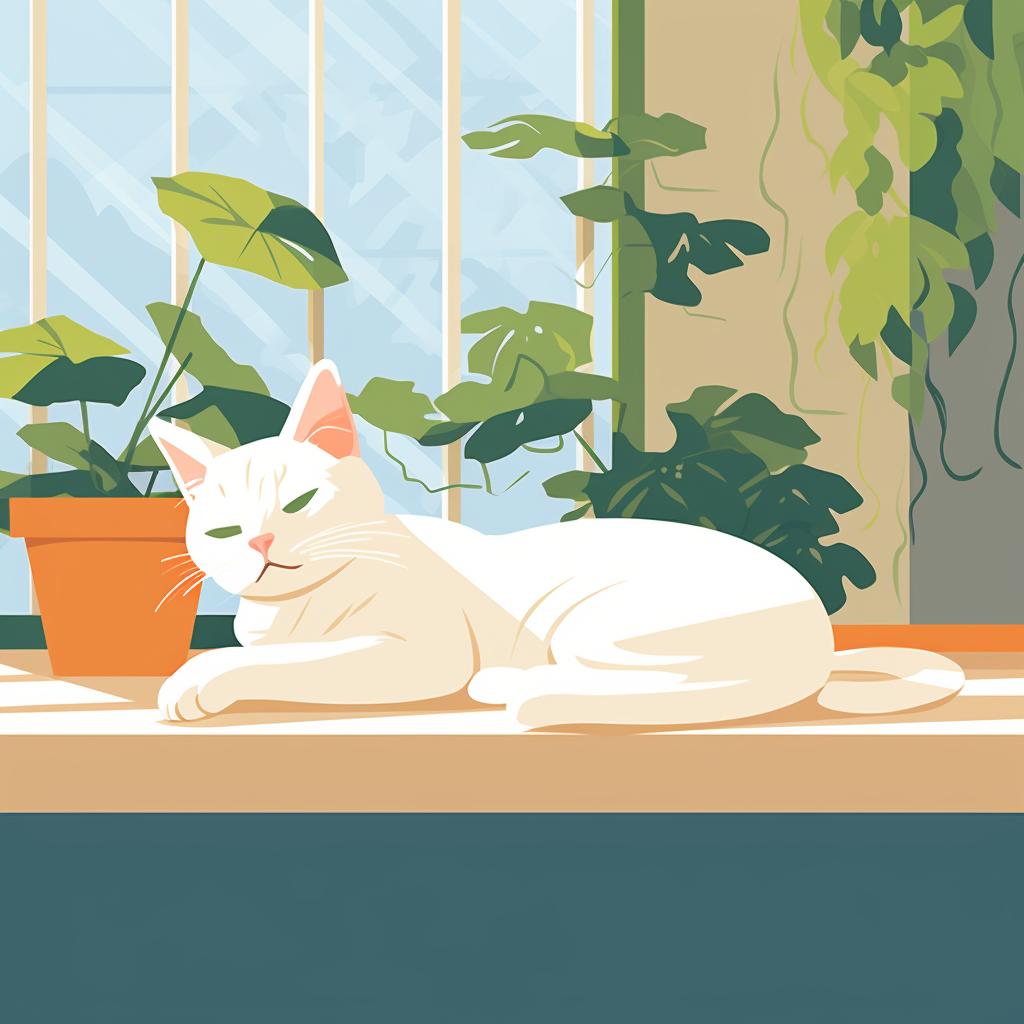 A cat lying in a cool, shady spot