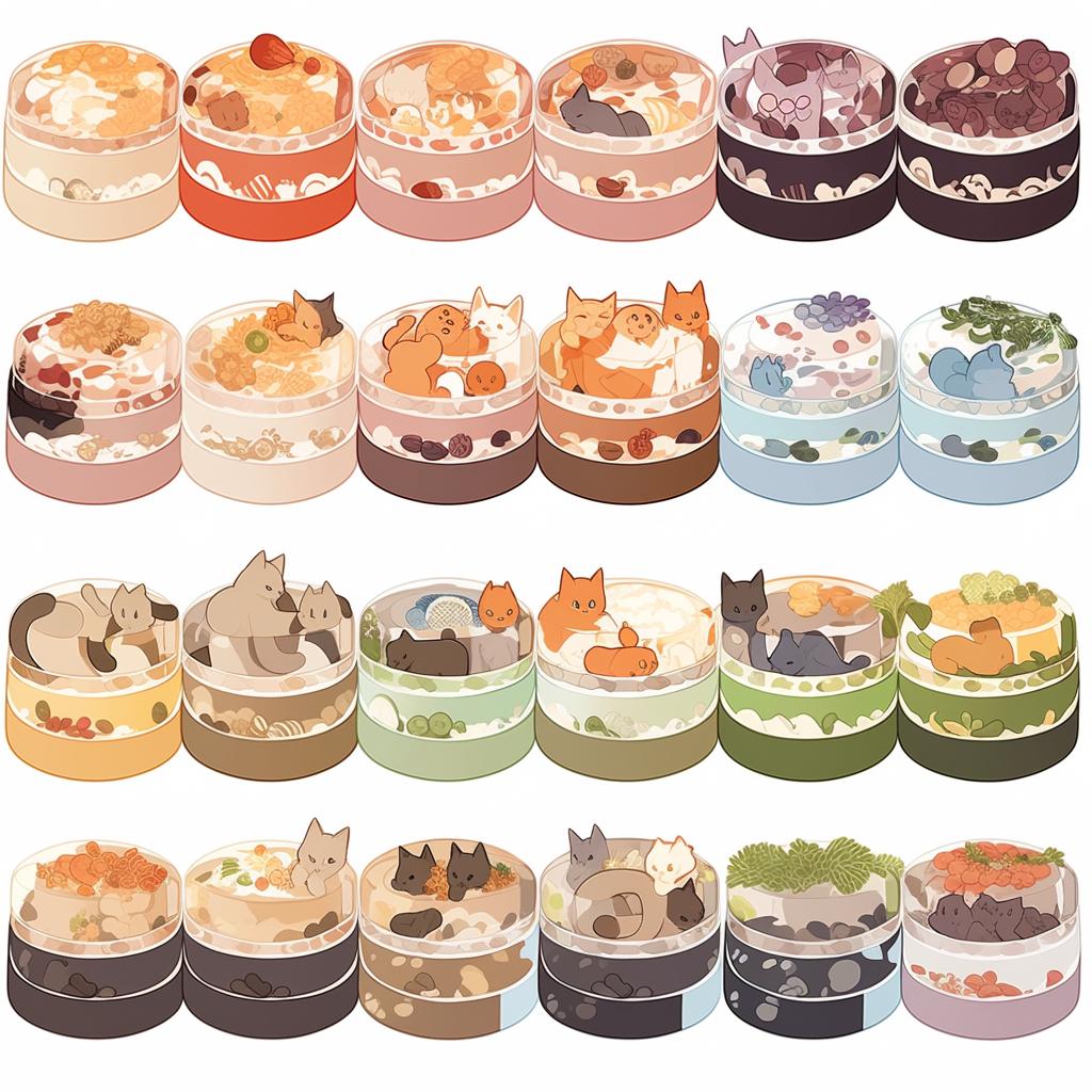 Various flavors of cat food
