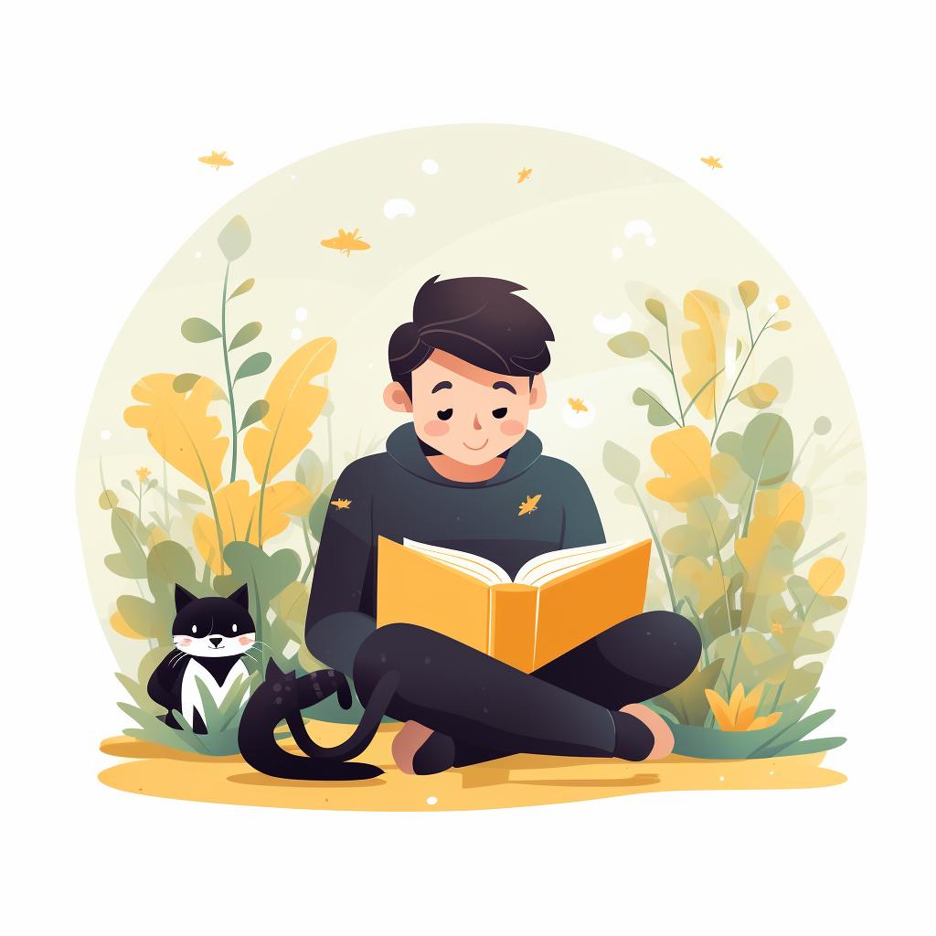 A person reading a book about cat allergies