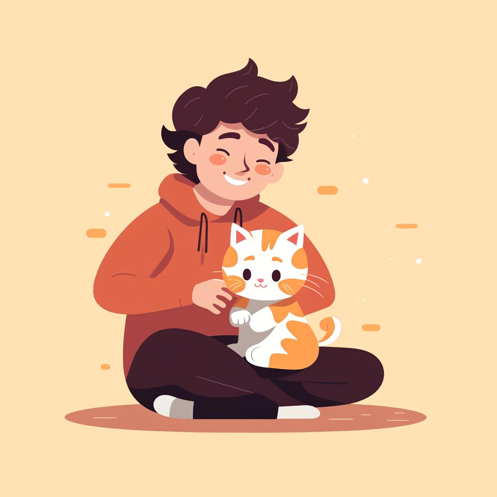 A person happily playing with their cat