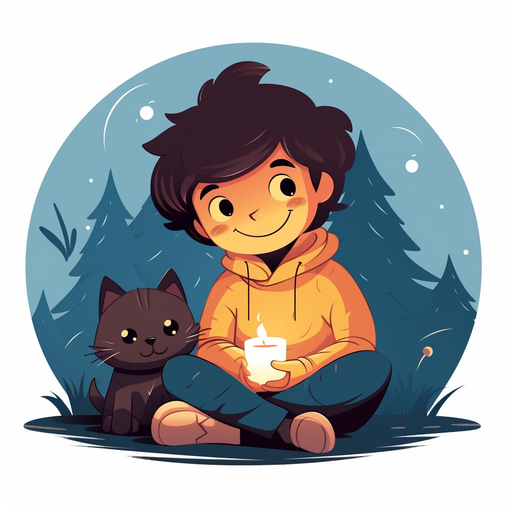 A child and a cat spending time together